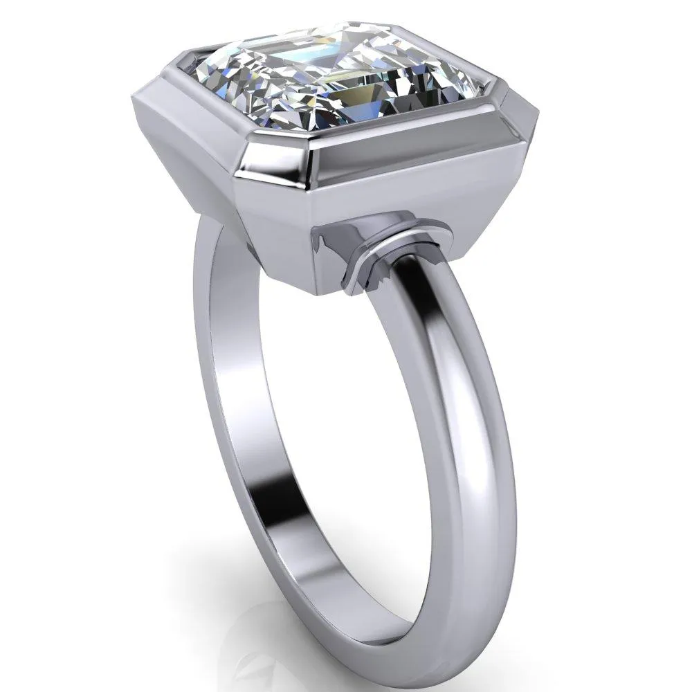 Vega Asscher Moissanite Full Bezel Engagement Ring