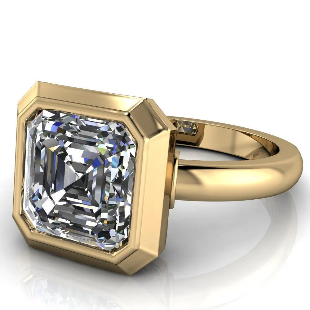 Vega Asscher Moissanite Full Bezel Engagement Ring