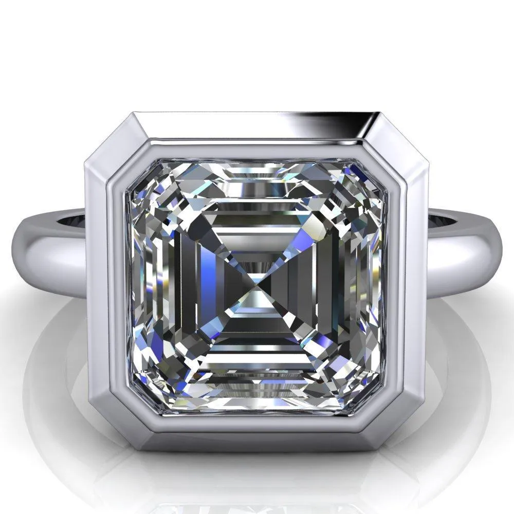 Vega Asscher Moissanite Full Bezel Engagement Ring