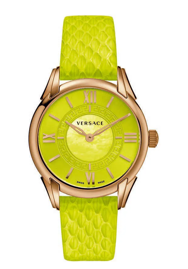 Versace Dafne Lime Green Dial Lime Green Leather Ladies Watch VFF050013
