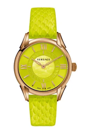 Versace Dafne Lime Green Dial Lime Green Leather Ladies Watch VFF050013