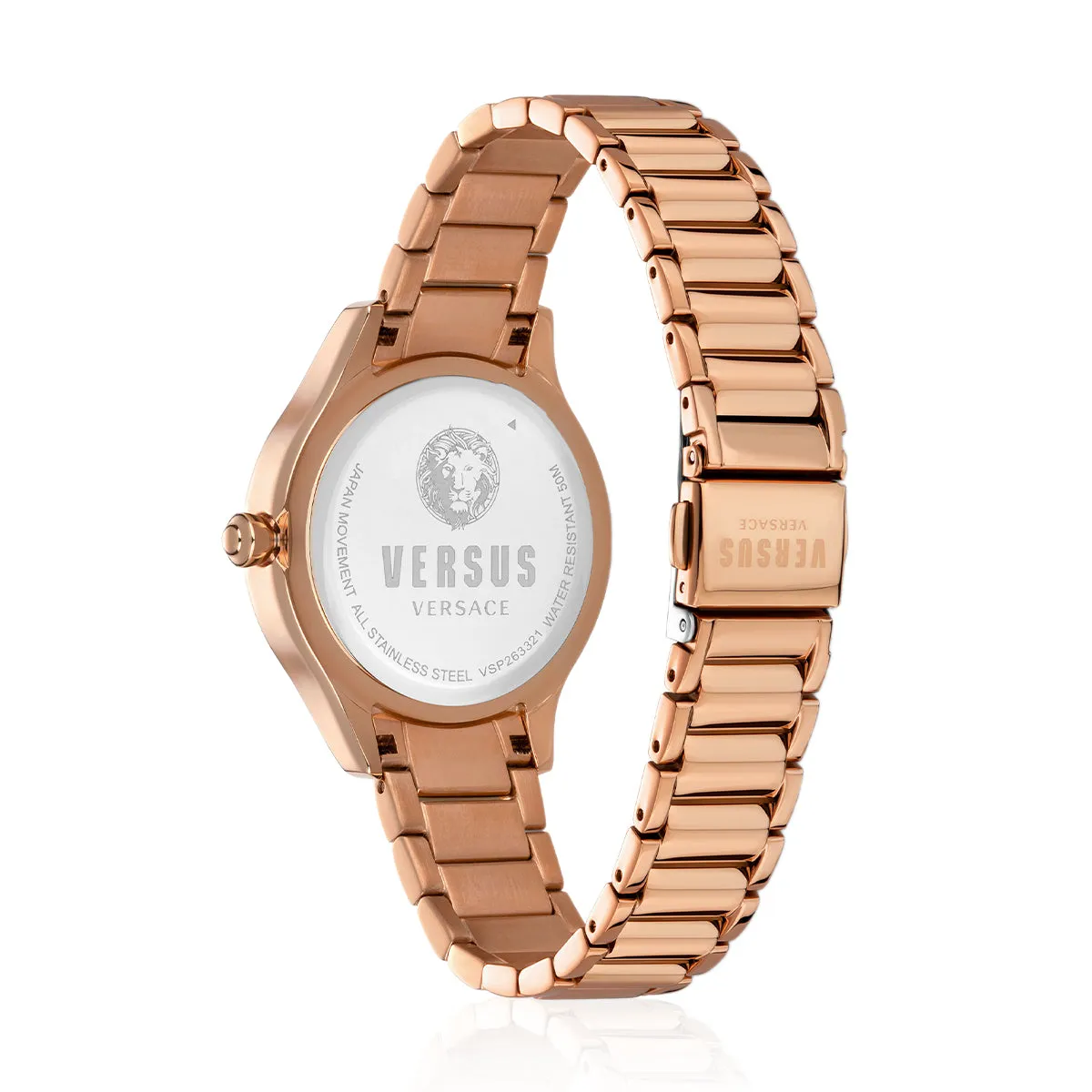 Versus Canton Road Ladies Black Dial Crystal Rose Gold Watch