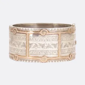 Victorian Silver & Rose Gold Cuff Bangle