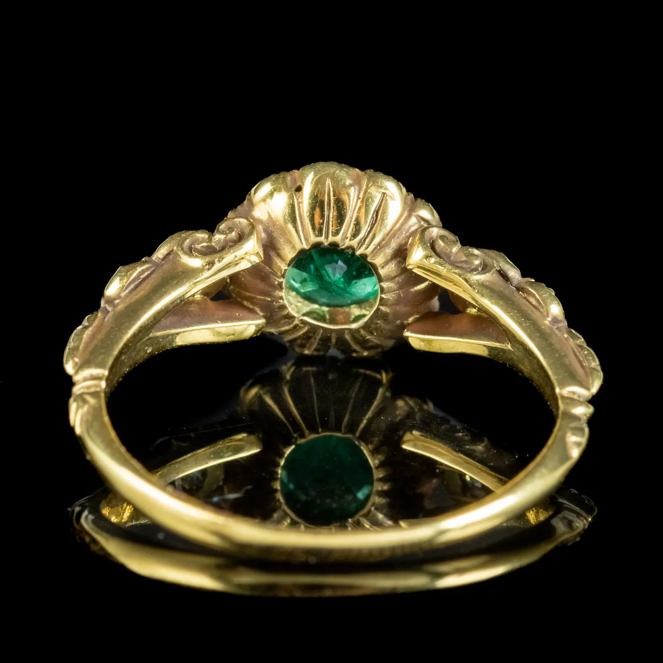 Victorian Style Emerald Diamond Cluster Ring 0.75ct Emerald