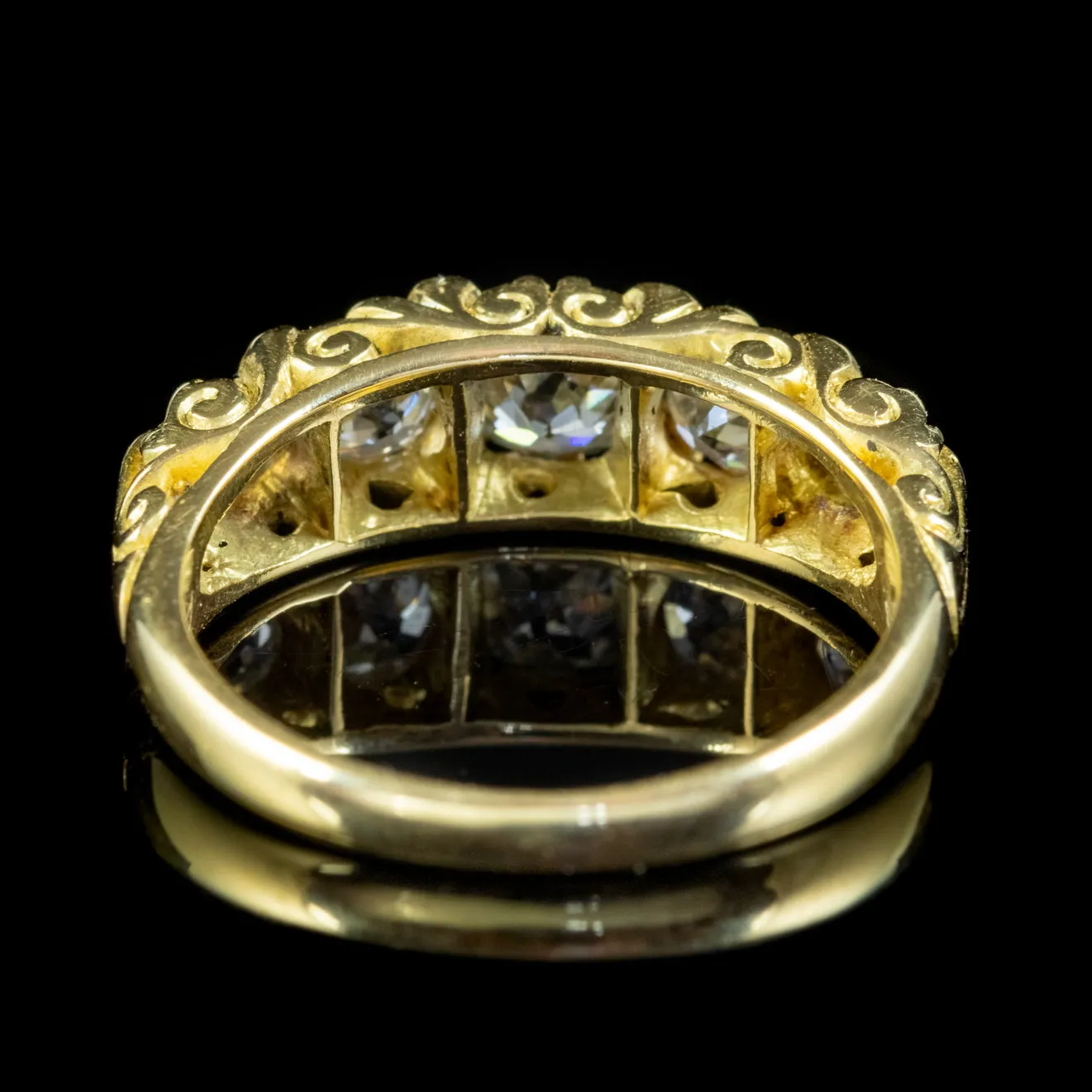 Victorian Style Five Stone Diamond Ring 18ct Gold 1.86ct Of Diamond