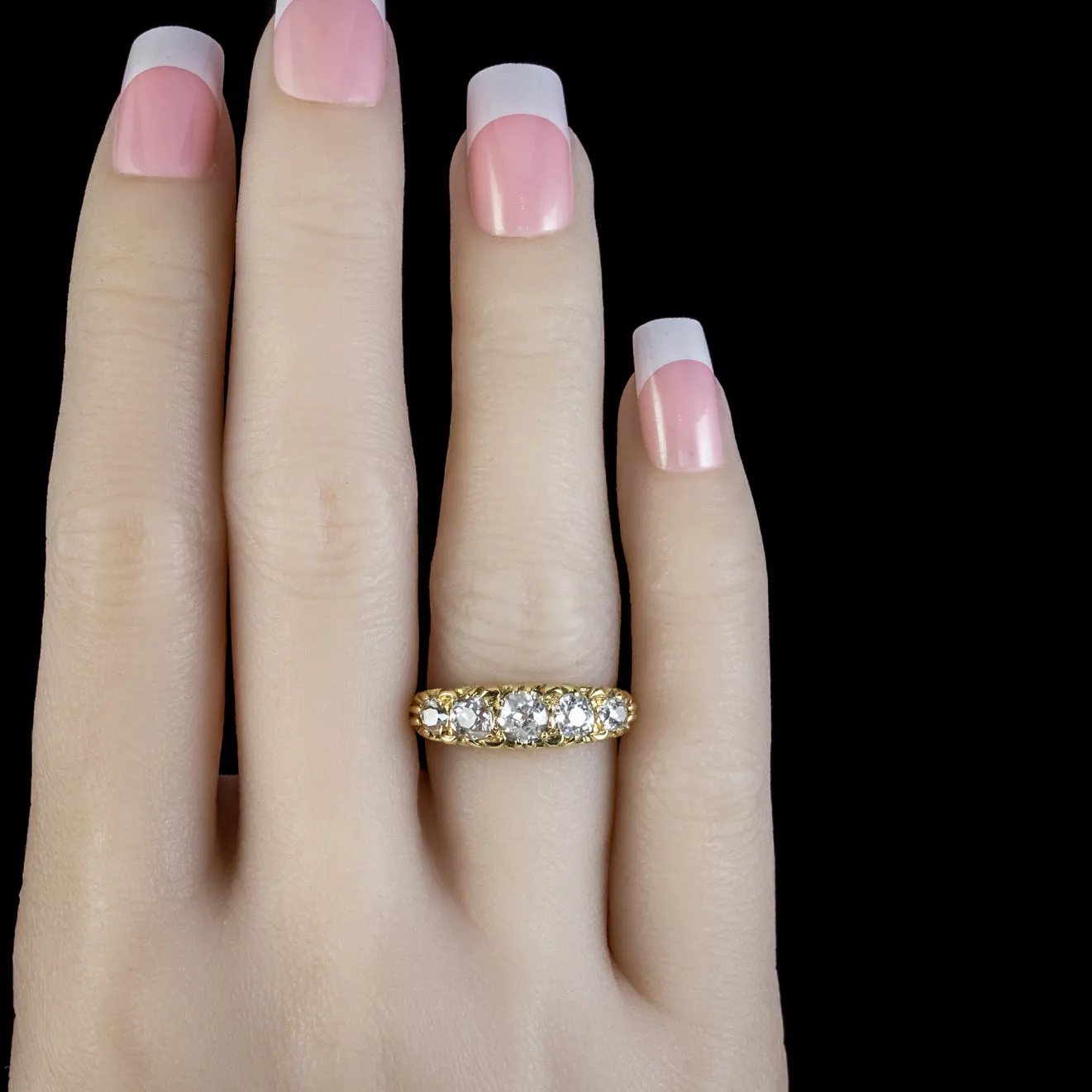 Victorian Style Five Stone Diamond Ring 18ct Gold 1.86ct Of Diamond