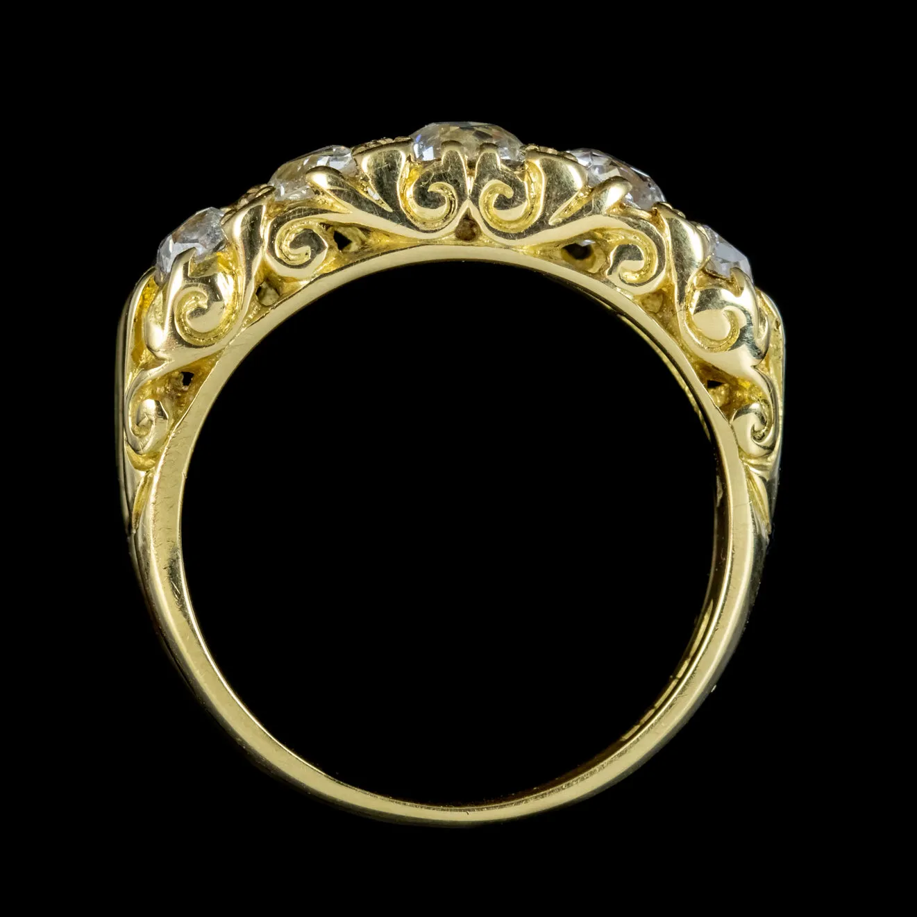 Victorian Style Five Stone Diamond Ring 18ct Gold 1.86ct Of Diamond