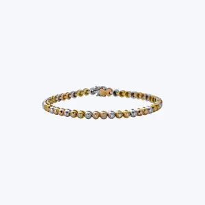 Vintage 18K Yellow and White Gold Diamond Bubble Bracelet