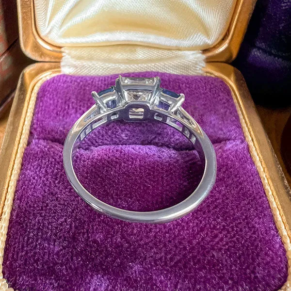 Vintage Diamond & Sapphire Engagement Ring, Cushion 1.94ct