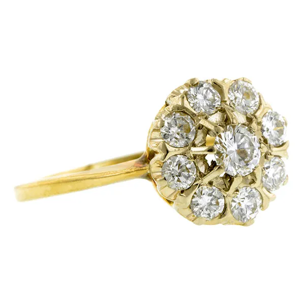 Vintage Diamond Cluster Ring, RBC; 0.81ctw