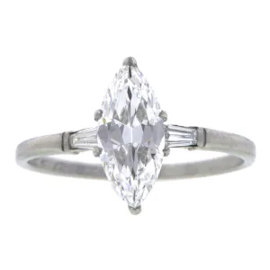 Vintage Diamond Engagement Ring, Marquise 1.23ct
