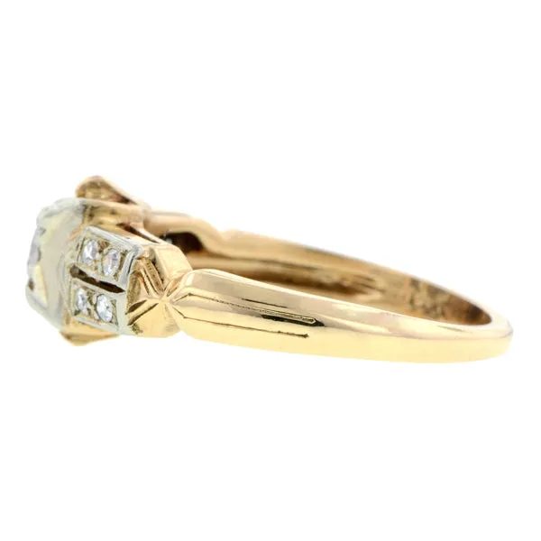 Vintage Diamond Engagement Ring, RBC 0.10ct