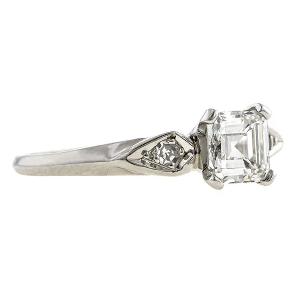 Vintage Engagement Ring, Asscher cut 0.86ct.