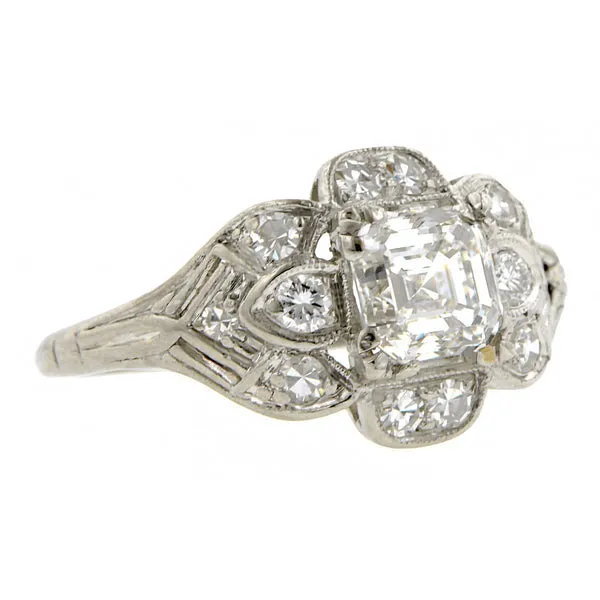 Vintage Engagement Ring, Asscher cut 1.00ct