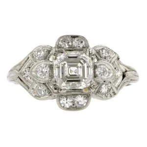 Vintage Engagement Ring, Asscher cut 1.00ct