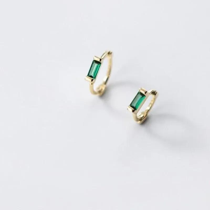 Vintage Green Emerald Earrings for Women Genuine 925 Silver Jewelry