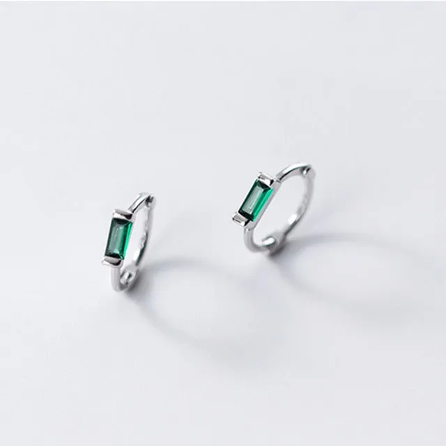 Vintage Green Emerald Earrings for Women Genuine 925 Silver Jewelry