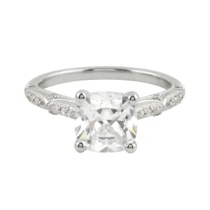 Vintage-Inspired Cushion Cut Diamond Engagement Ring Setting