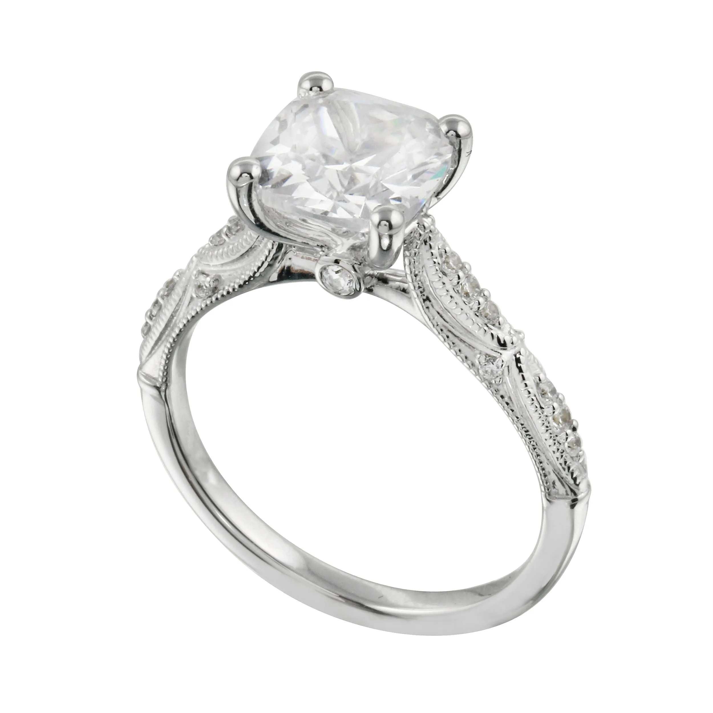Vintage-Inspired Cushion Cut Diamond Engagement Ring Setting