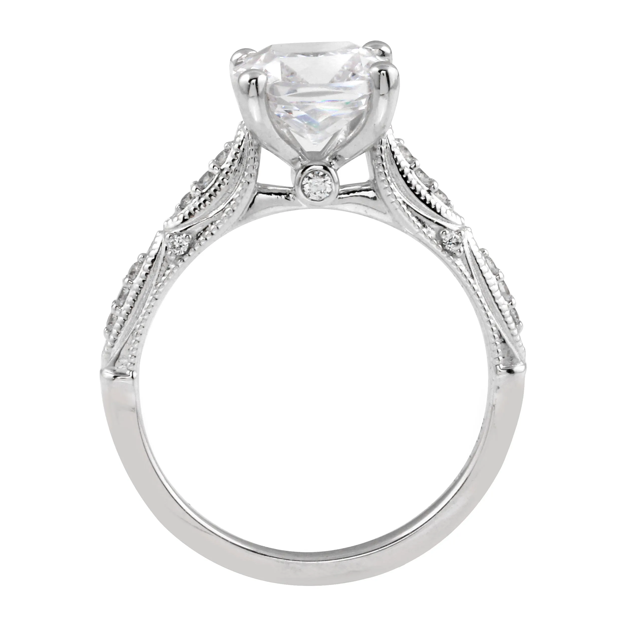 Vintage-Inspired Cushion Cut Diamond Engagement Ring Setting