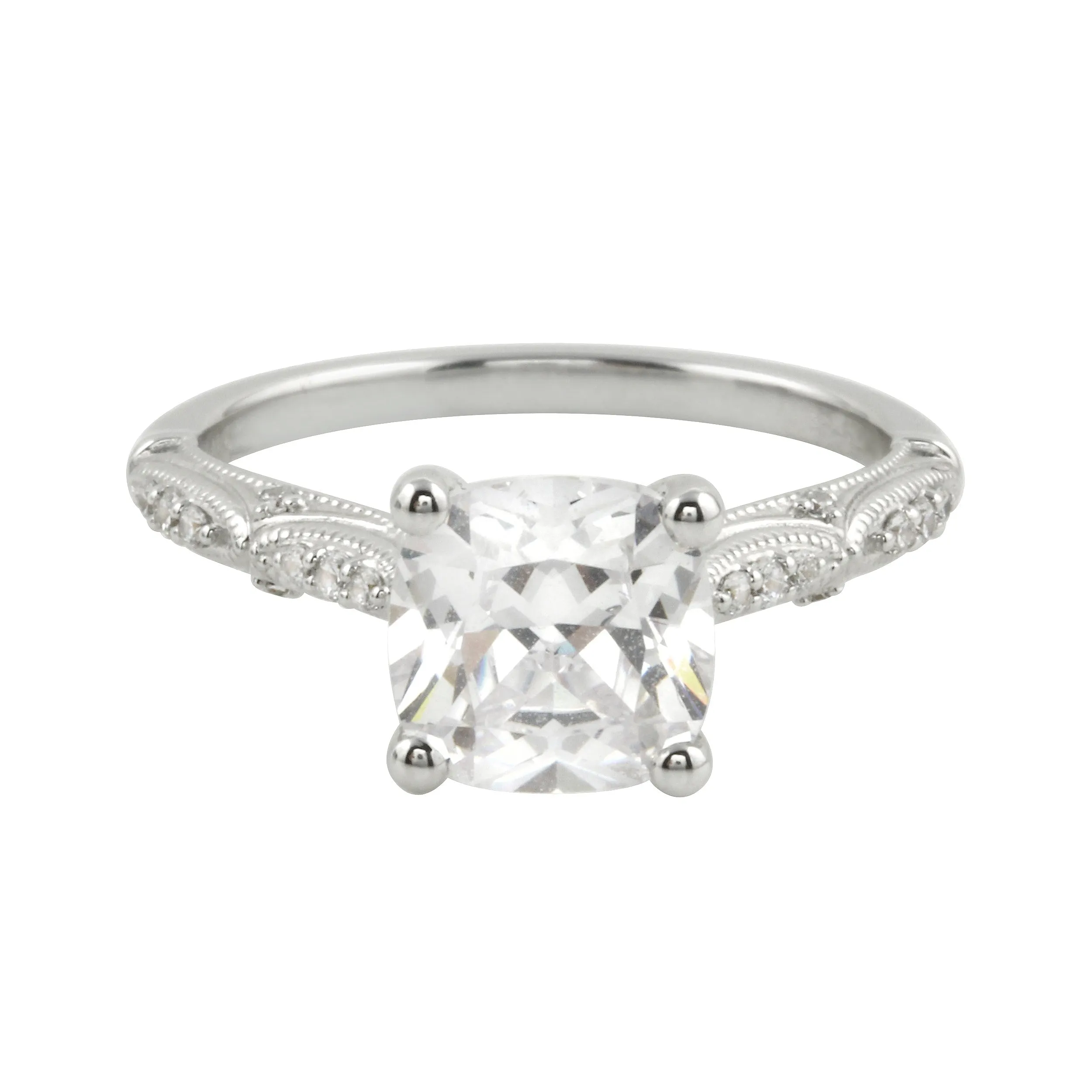 Vintage-Inspired Cushion Cut Diamond Engagement Ring Setting