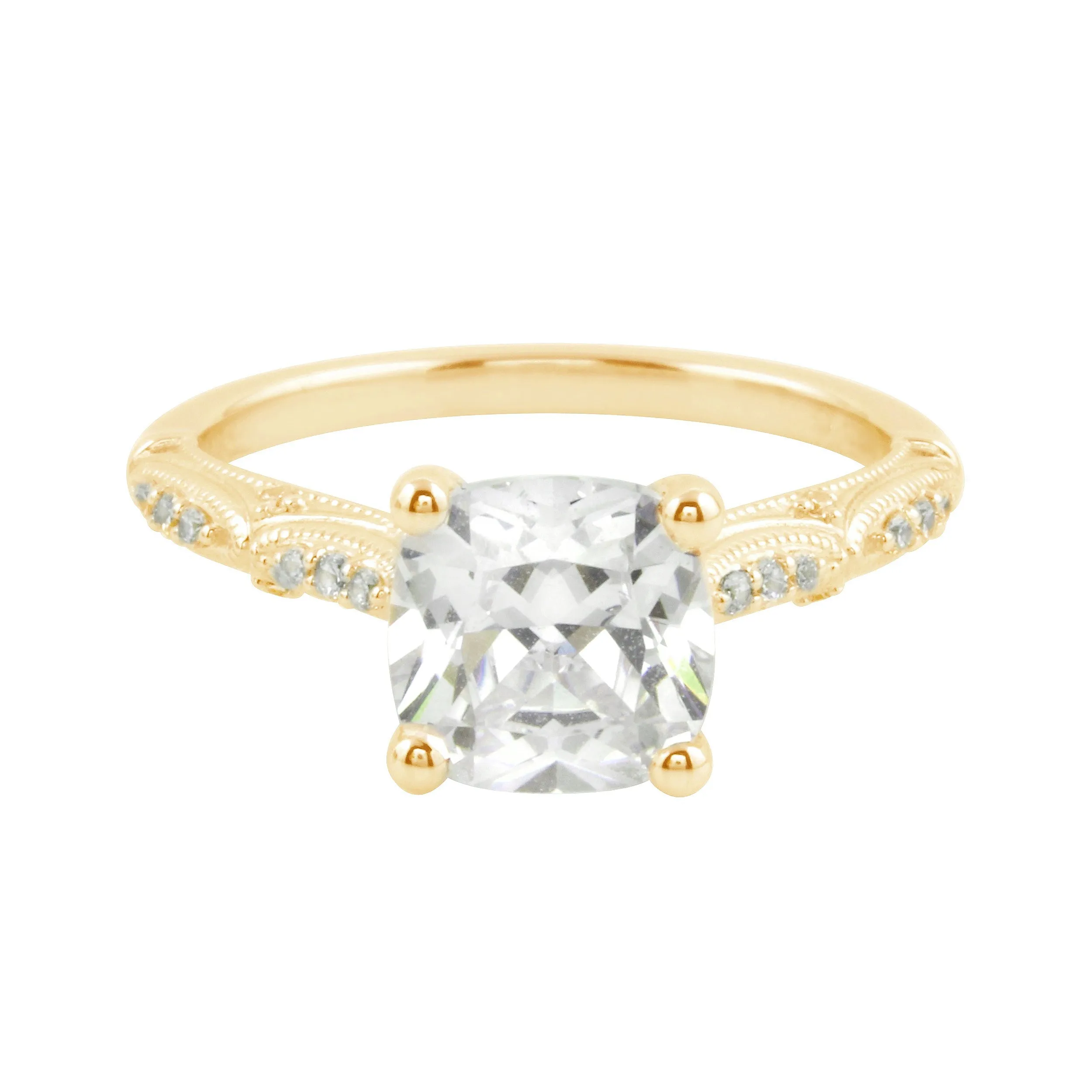 Vintage-Inspired Cushion Cut Diamond Engagement Ring Setting