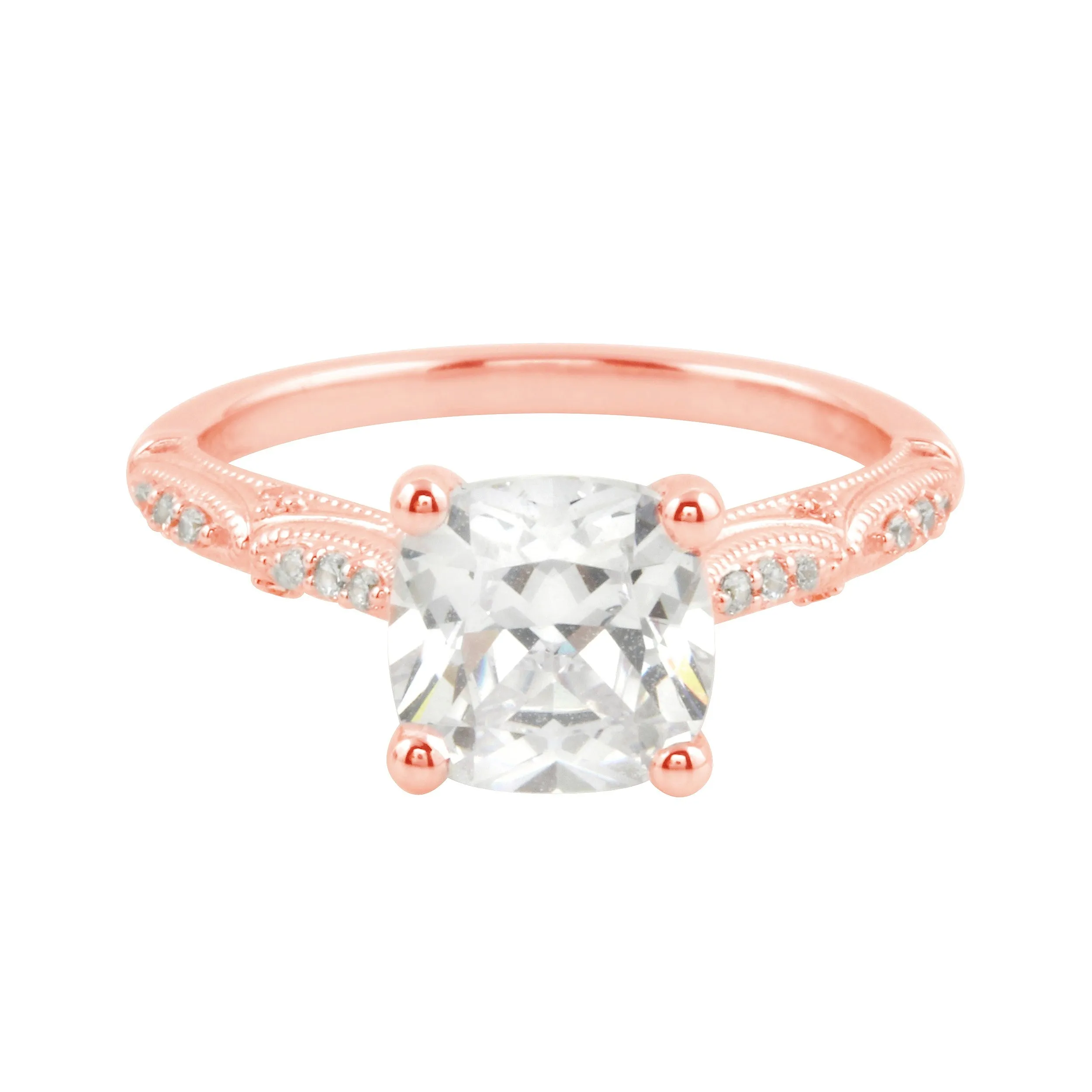 Vintage-Inspired Cushion Cut Diamond Engagement Ring Setting