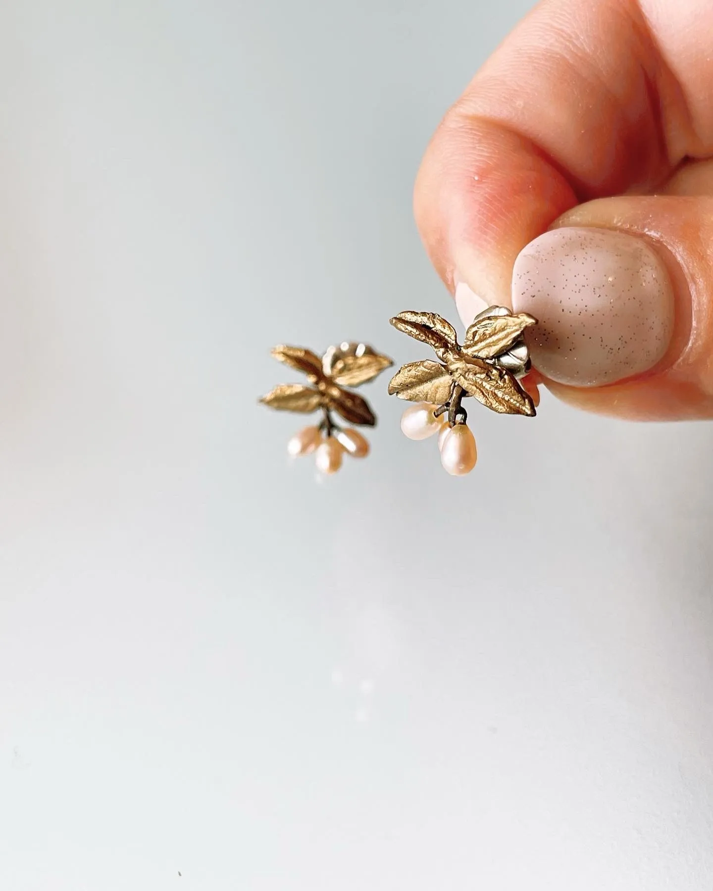 Vintage Leaf and Pearl Earrings