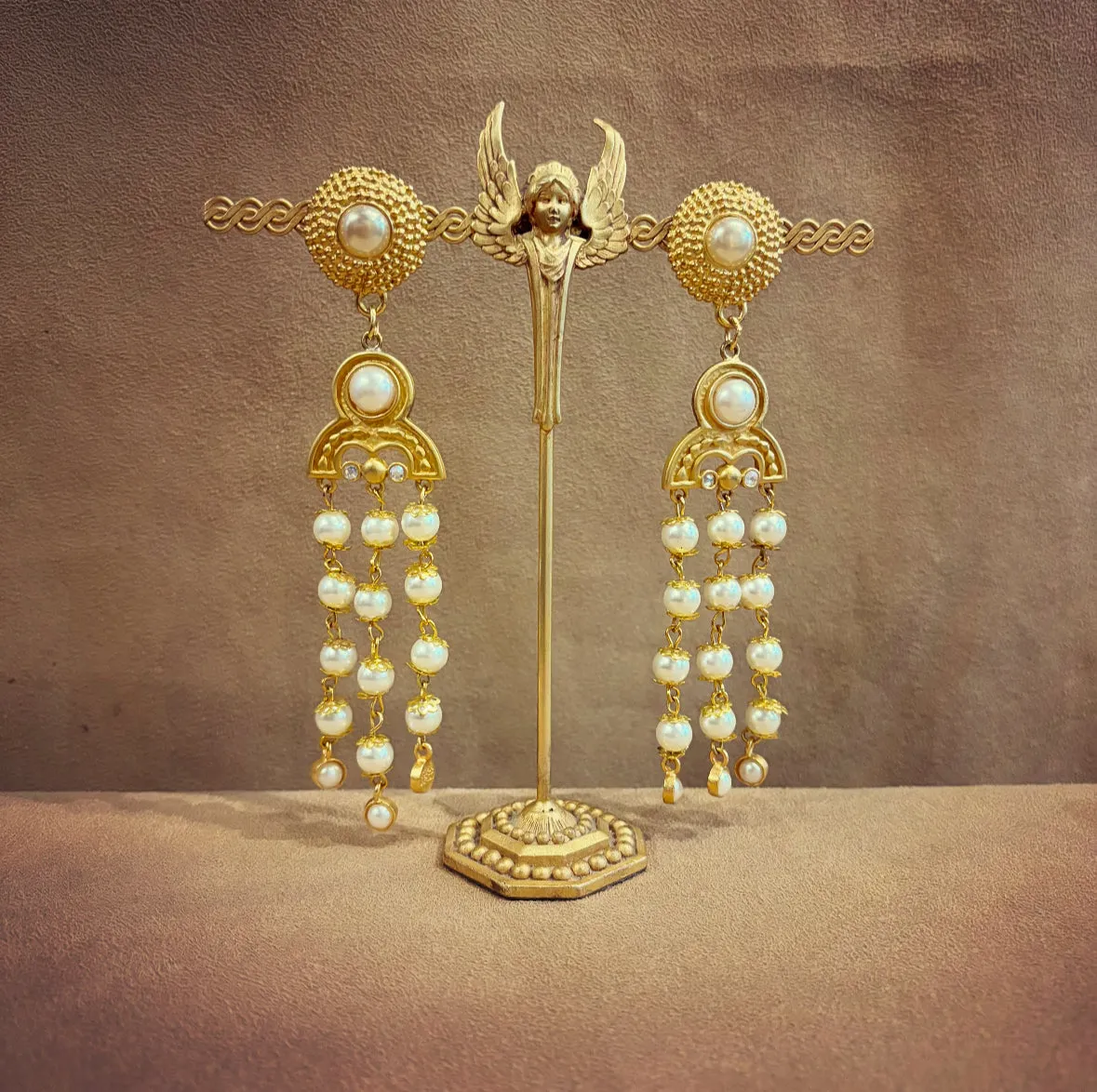 Vintage Rima Ariss Drop Pearl Chandelier Earrings