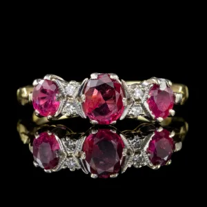 Vintage Ruby Diamond Ring 1.10Ct Ruby 18Ct Gold