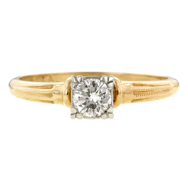 Vintage Solitaire Engagement Ring, RBC 0.30ct