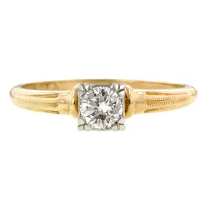 Vintage Solitaire Engagement Ring, RBC 0.30ct