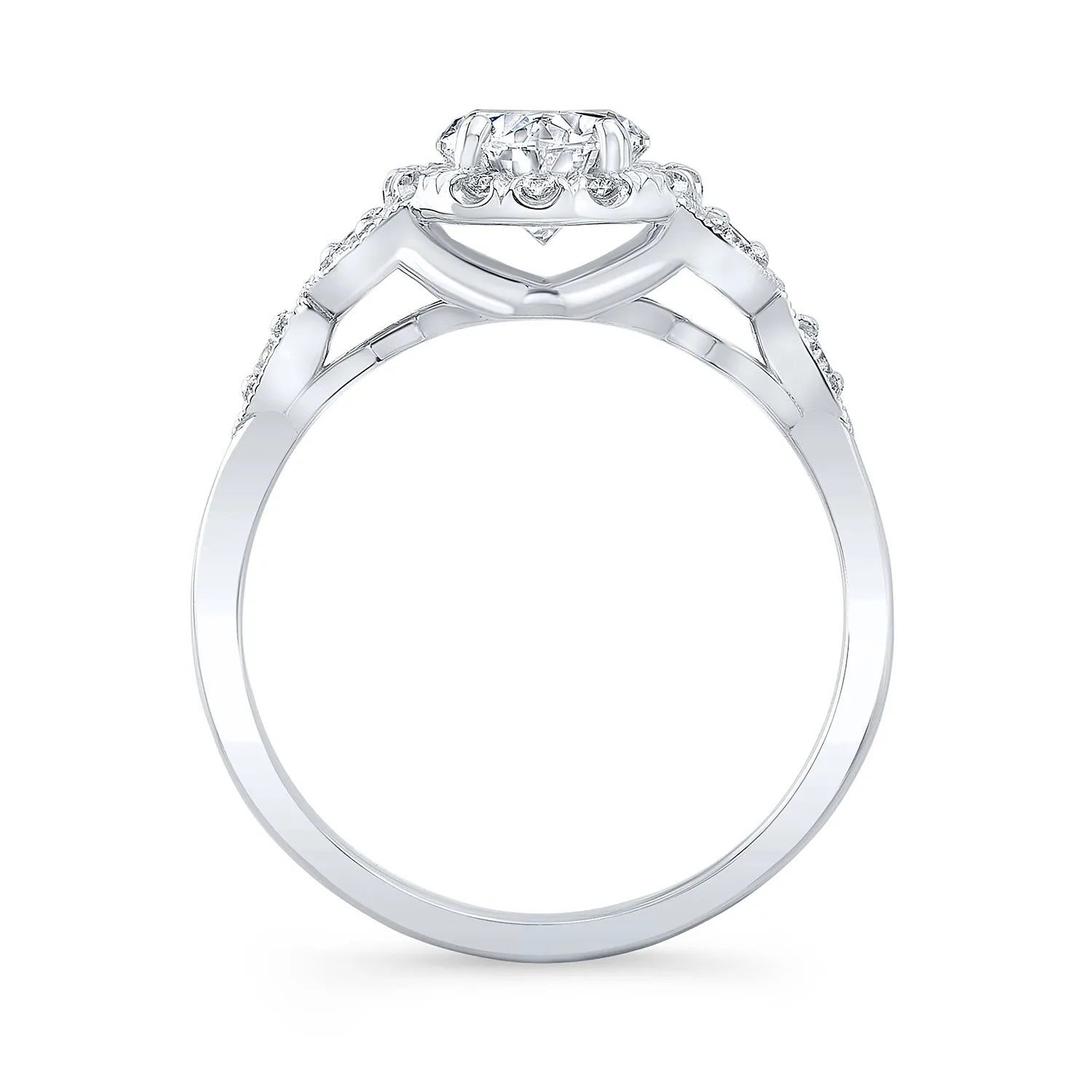 Vintage Style Engraved Halo Diamond Engagement Ring