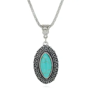 Vintage Tibetan Silver Color Jewelry Fashion Turquoise Collares Summer Style Statement Chain Necklace for Women