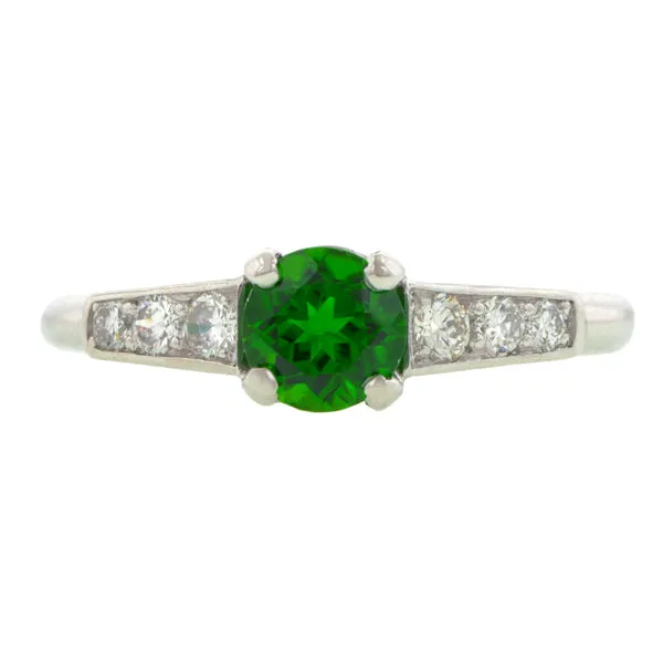 Vintage Tsavorite Garnet & Diamond Ring