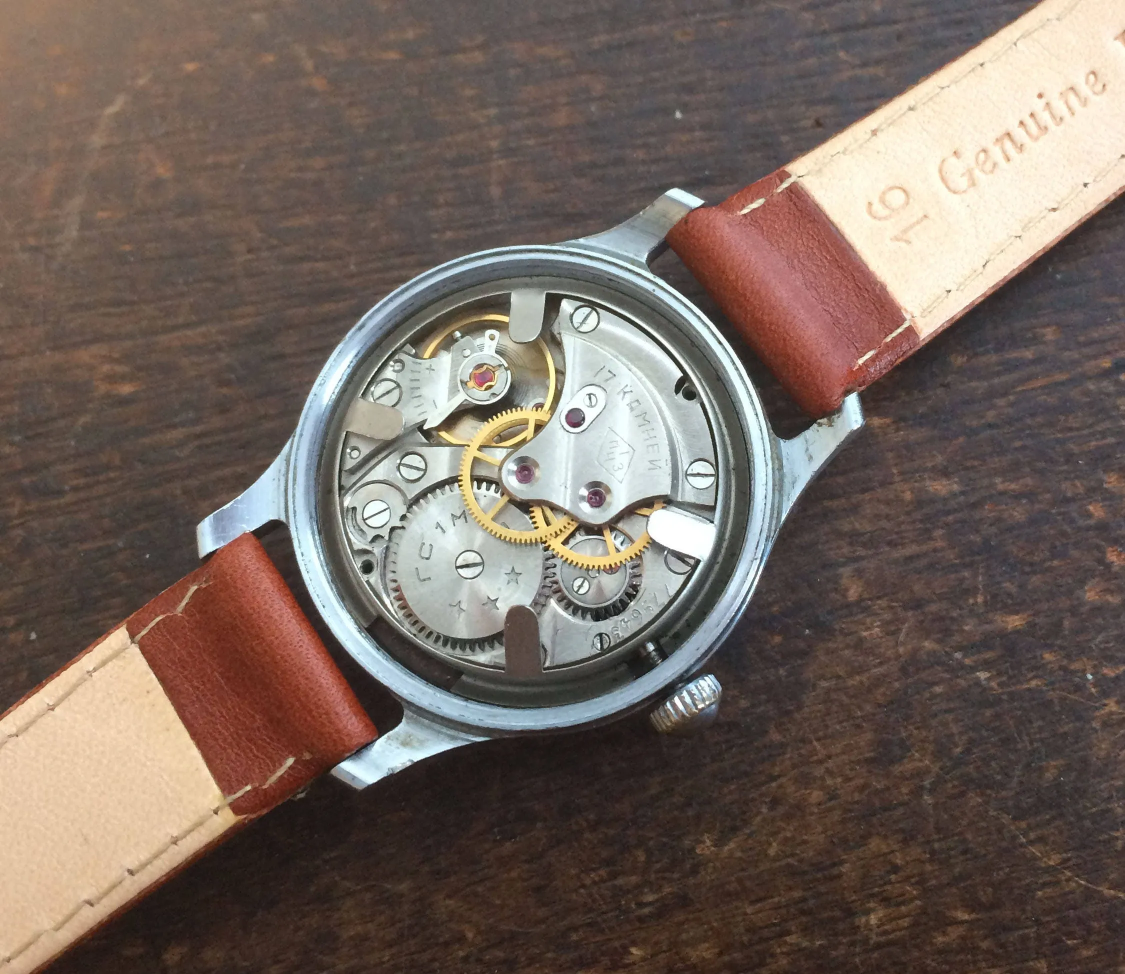 Vintage unisex Soviet watch Sportivnyje, black face watch rare, classic boyfriend watch 50s, tomboy watch gift new genuine leather strap