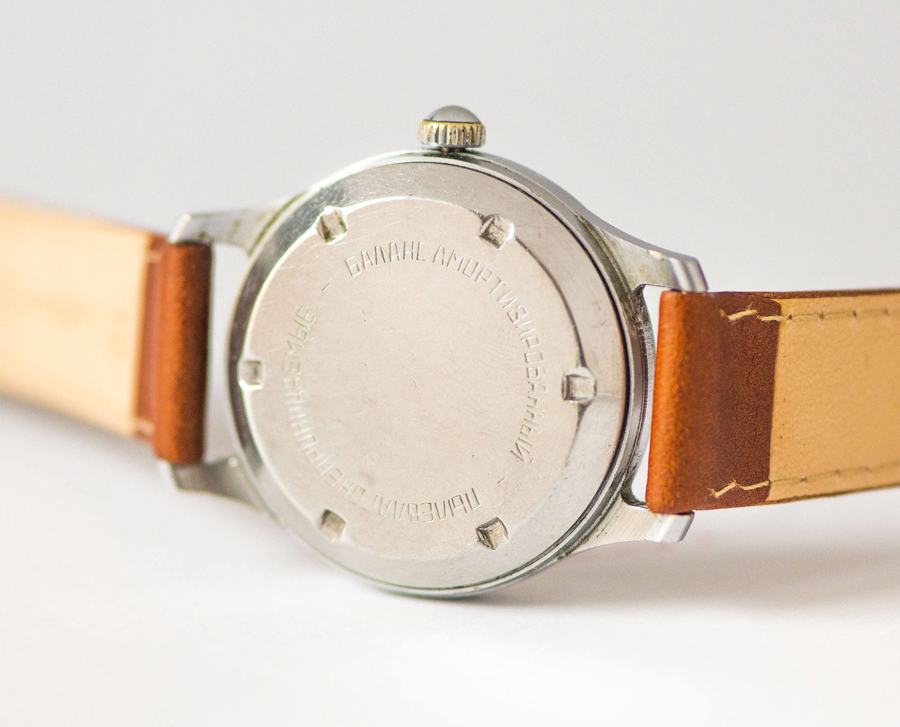 Vintage unisex Soviet watch Sportivnyje, black face watch rare, classic boyfriend watch 50s, tomboy watch gift new genuine leather strap