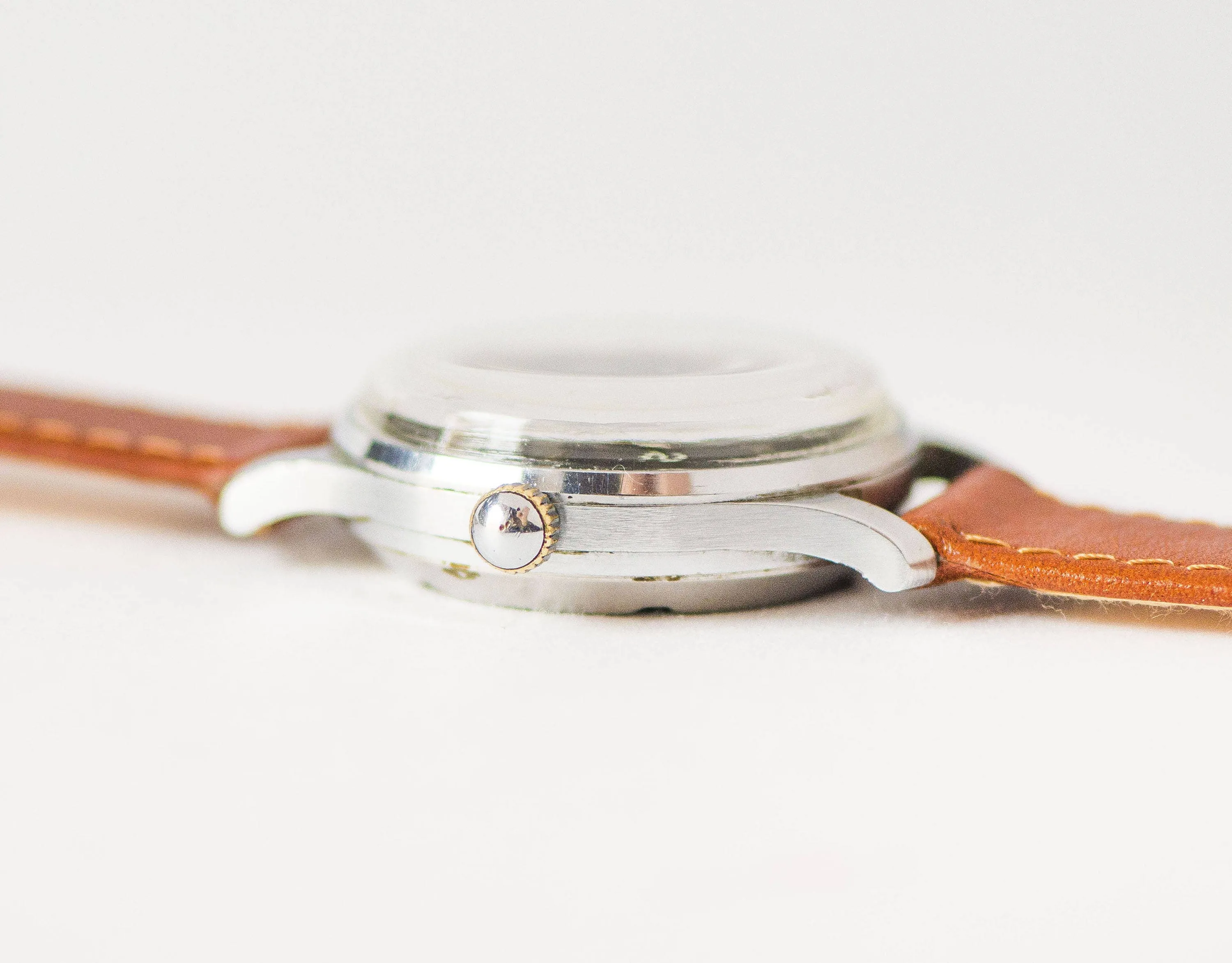 Vintage unisex Soviet watch Sportivnyje, black face watch rare, classic boyfriend watch 50s, tomboy watch gift new genuine leather strap