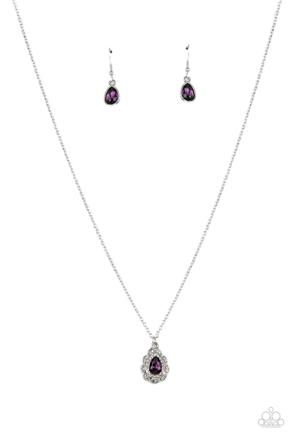 Vintage Validation - Purple - Teardrop Gem Paparazzi Short Necklace
