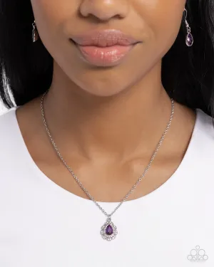 Vintage Validation - Purple - Teardrop Gem Paparazzi Short Necklace