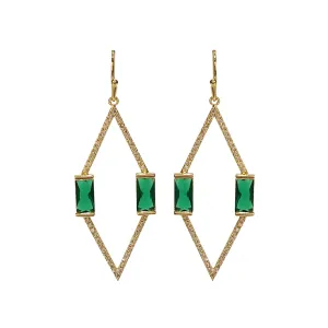 Vita Pave & Emerald DIamond Shape Earrings