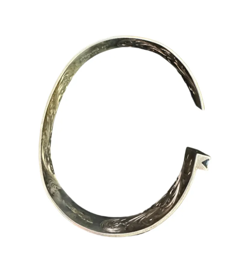 Vogt Silversmiths Engraved Sterling Bracelet Accented with Black Crystals