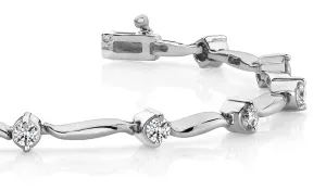 Wavy Link Diamond Bracelet with 1.05 ct.(finished) 2.75mm