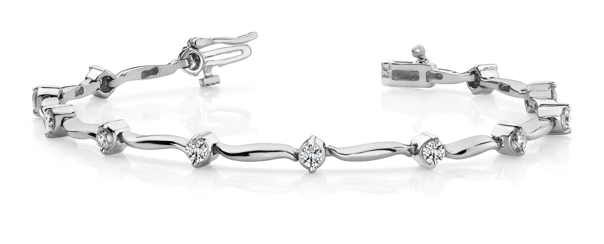 Wavy Link Diamond Bracelet with 1.05 ct.(finished) 2.75mm