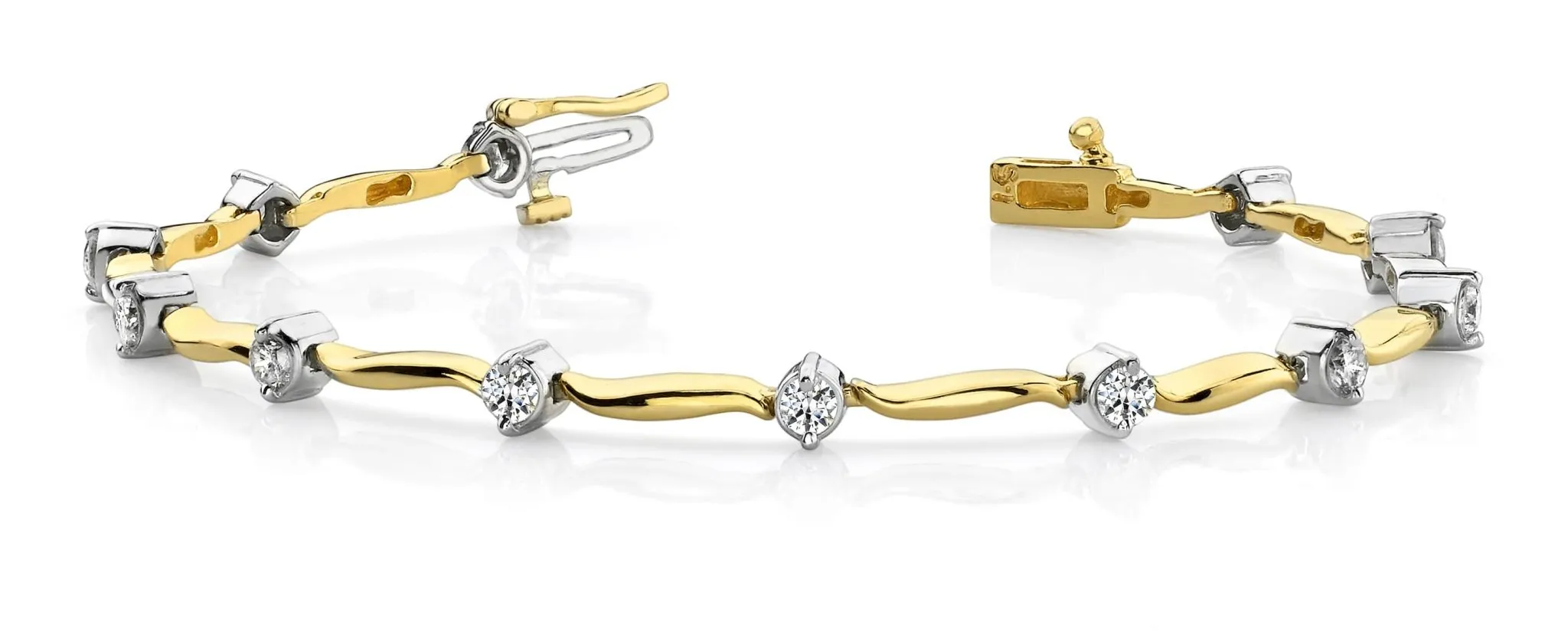Wavy Link Diamond Bracelet with 1.05 ct.(finished) 2.75mm