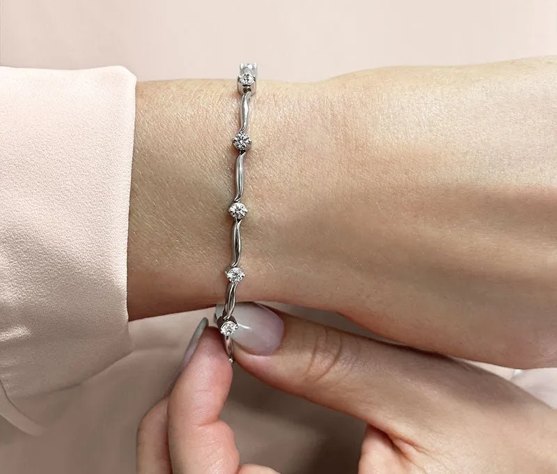 Wavy Link Diamond Bracelet with 1.05 ct.(finished) 2.75mm