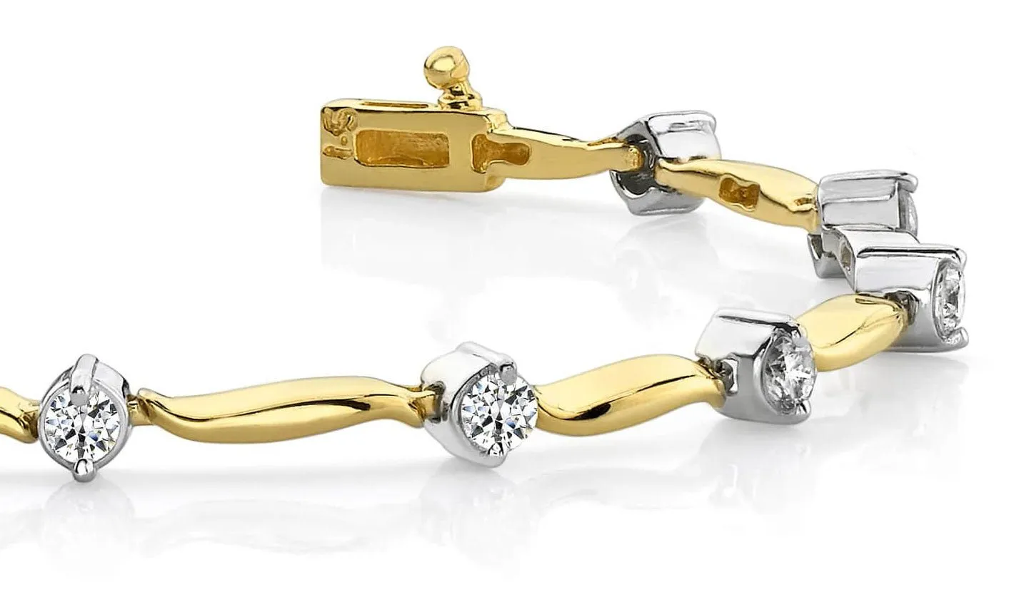 Wavy Link Diamond Bracelet with 1.05 ct.(finished) 2.75mm