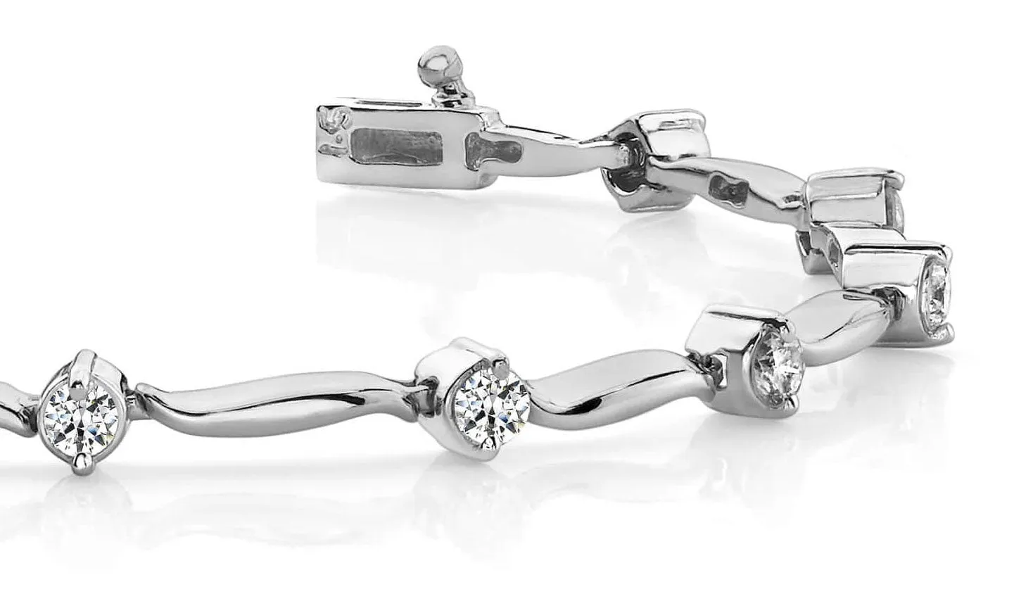 Wavy Link Diamond Bracelet with 1.05 ct.(finished) 2.75mm