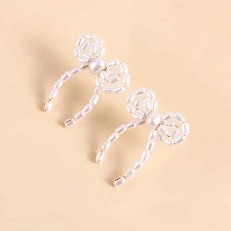 Wella Pearl Bowknot Stud Earrings