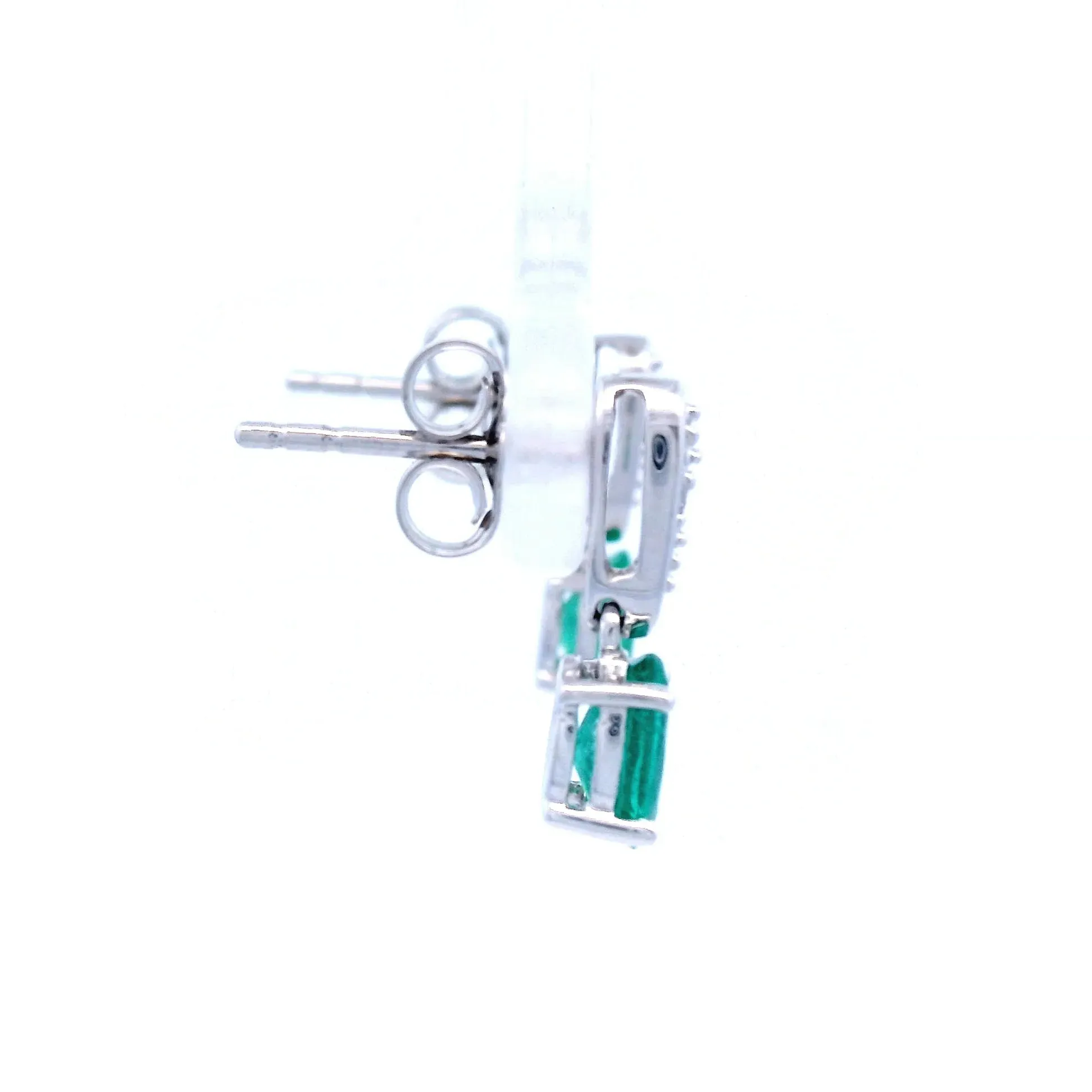 White Gold Diamond and Emerald Earrings